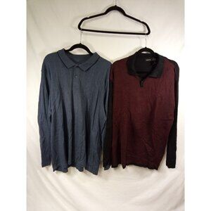 Men's Claiborne Red/Black Herringbone & Covington Blue Long Sleeve Sweaters Siz